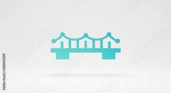 Fototapeta Stylized Abstract Bridge Icon Symbolizing Connectivity and Modern Architecture in Blue Color Scheme