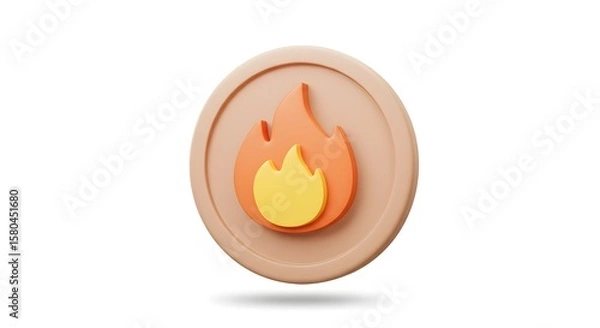 Fototapeta Abstract Icon Featuring A Stylized Flame Symbol In A Circular Design With Warm Colors