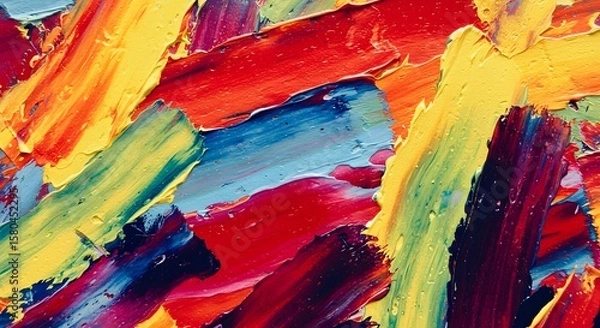 Fototapeta Dynamic Abstract Painting with Vibrant Brushstrokes in Bold Color Palette
