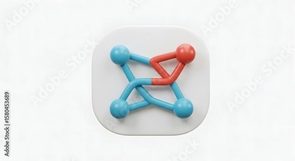 Obraz Abstract Digital Icon Representing Nodes and Connections in Colorful Geometric Design