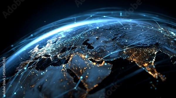 Fototapeta Earth Globe with Data Network Connections