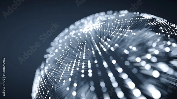 Fototapeta Sphere Made of Light Fibers on Dark Background