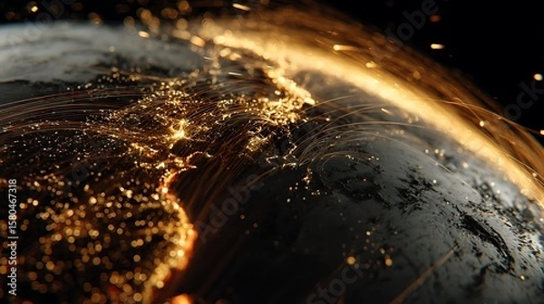 Fototapeta Earth Communication Network Visualization