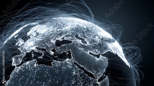 Fototapeta Earth Globe with Data Network Connections