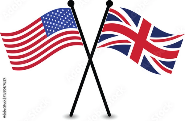 Fototapeta Crossed American and British Flags, symbolizing international relations.