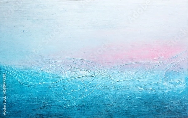 Fototapeta Abstract painting with teal and pink hues