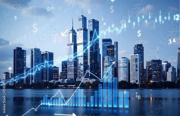 Obraz Financial Technology City Night View