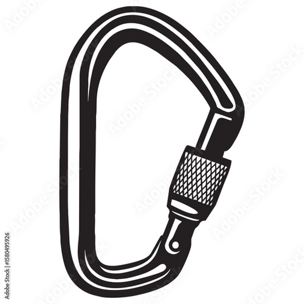 Fototapeta silhouette photo of a carabiner with a white background