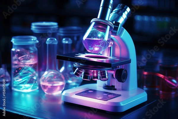Fototapeta Doctor recording experimental results in laboratory with chemical samples