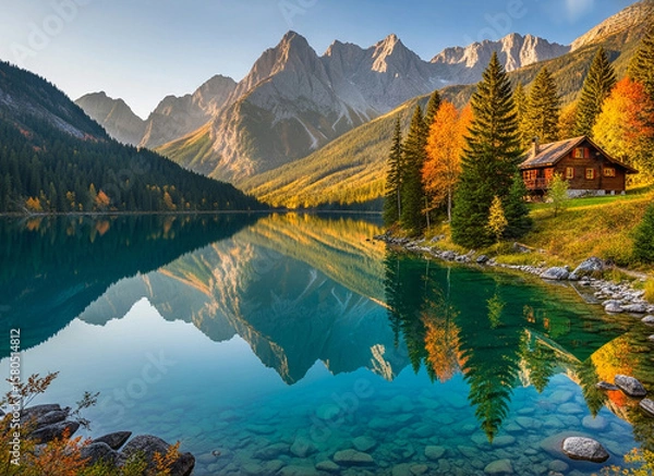 Obraz mountain lake in autumn