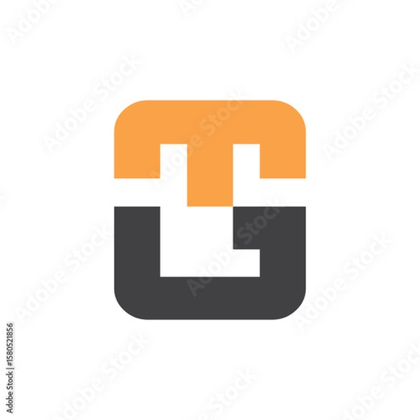 Obraz Flat style abstract TG letter logo
