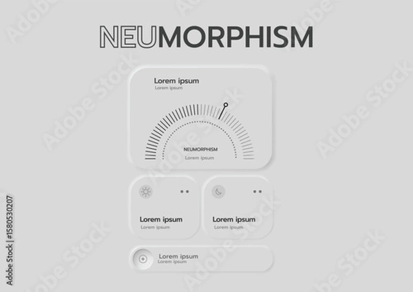 Obraz 3D Neumorphic Soft UI Design. 3D Bottons.