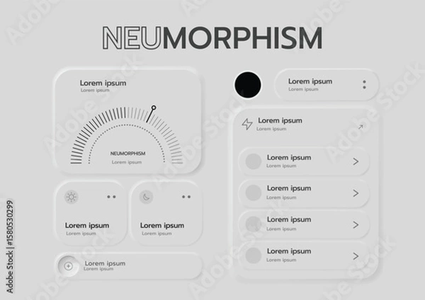Obraz 3D Neumorphic Soft UI Design. 3D Bottons.