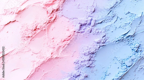 Fototapeta Pastel pink and blue textured surface with gradient transition, cosmetic eyeshadows for makeup