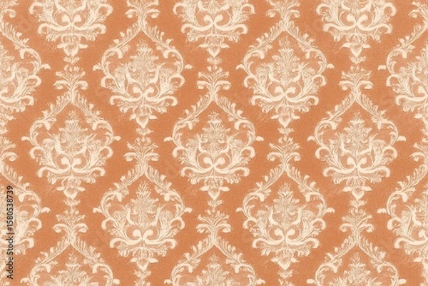 Fototapeta Intricate Lace Pattern with Elegant Lace Detailing in Peach and Cream Shades