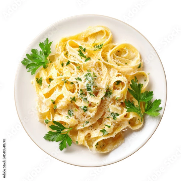 Obraz Pasta with creamy sauce on transparent Background