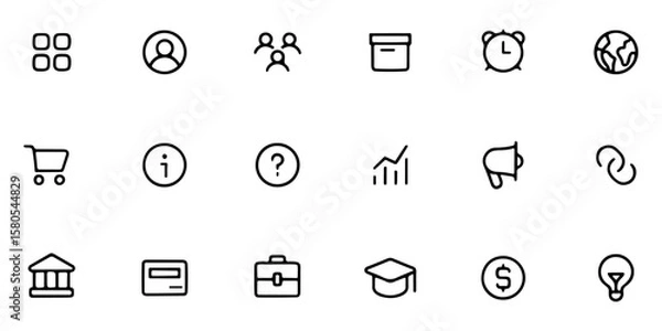 Fototapeta Collection of Minimalist Line Icons for Web and App Design
