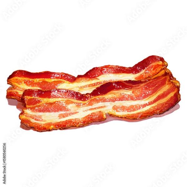Fototapeta Crispy Brown Bacon Strips on Transparent Background