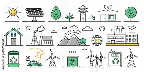Obraz ecology and construction icons set