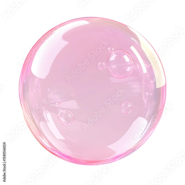 Obraz Pink bubble isolated on a white background