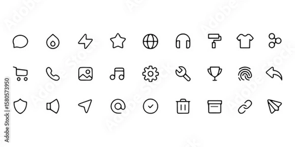 Fototapeta Collection of Minimalist Line Icons for Web and App Design