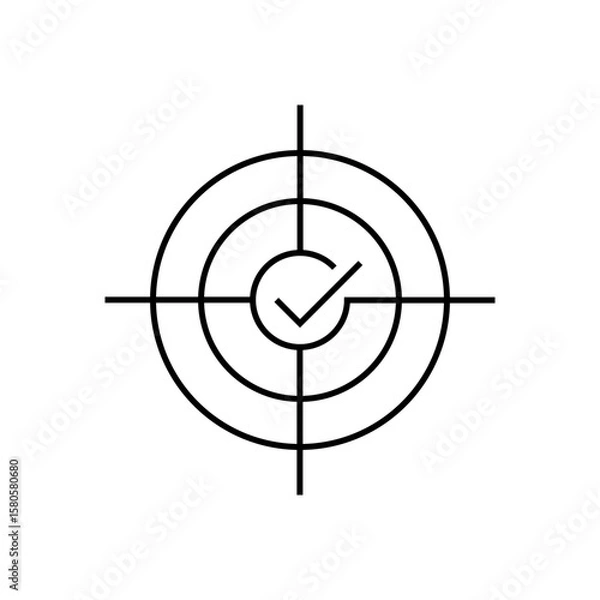 Obraz Check mark inside target line icon. Focus symbol