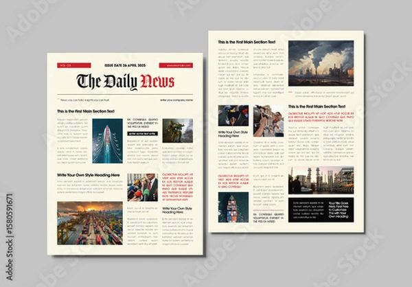 Fototapeta Modern Newspaper and Newsletter Template Design Layout
