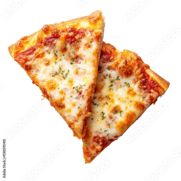 Fototapeta Two pizza slices stacked on transparent Background