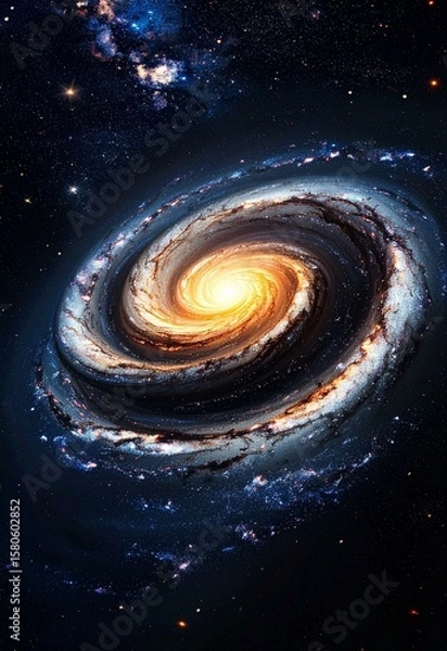 Obraz Spiral Galaxy in Deep Space Cosmic Nebula and Starfield Cosmos Universe