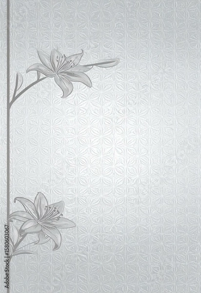 Obraz Silver Lily Flowers on Textured Background Elegant Floral Design Pattern