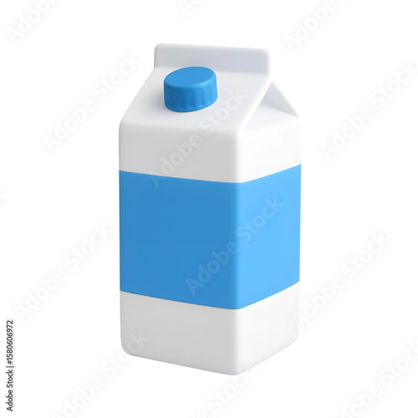 Fototapeta 3D white and blue carton container with screw cap for beverage or liquid product isolated on transparent background