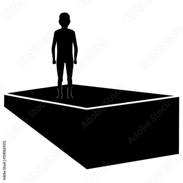 Fototapeta Boy standing on platform simple silhouette vector illustration