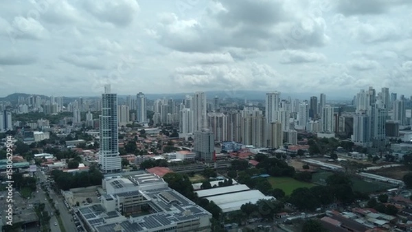 Fototapeta view of Panama City with clouds