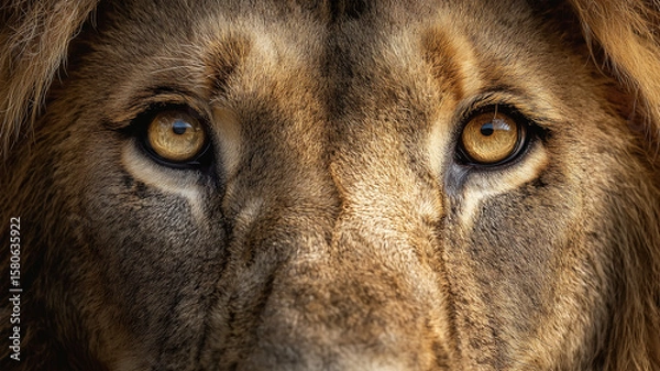 Fototapeta ライオンの鋭い視線を切り取る極写