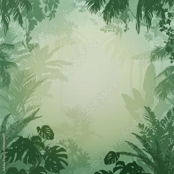Obraz Vector background with tropical plants.