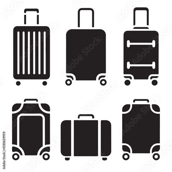 Obraz  suitcase vector icons, Minimal Baggage, suitcase icon outline vector silhouettes