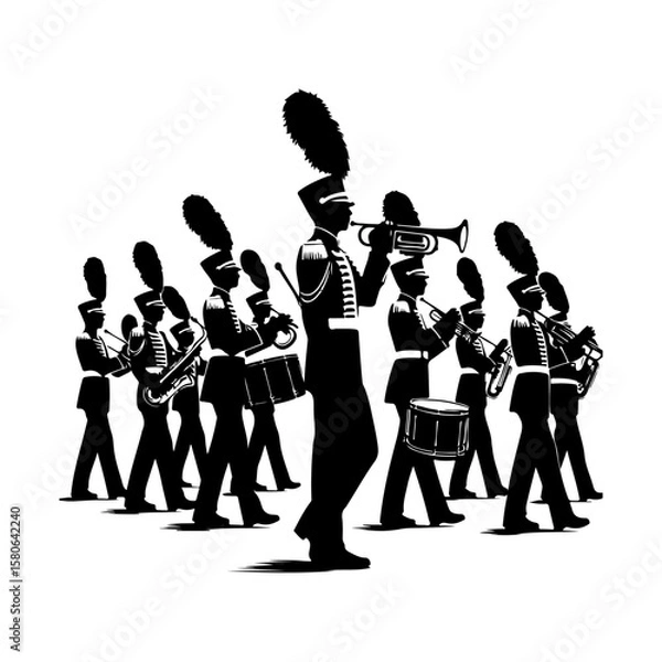 Fototapeta marching band silhouette, marching band vector