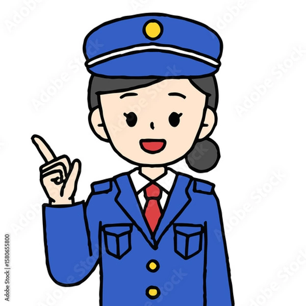 Fototapeta 警備員の女性が指差ししている