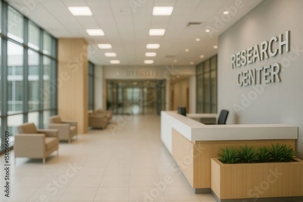 Fototapeta Modern University Research Center Lobby with Bright Lighting and Natural Light