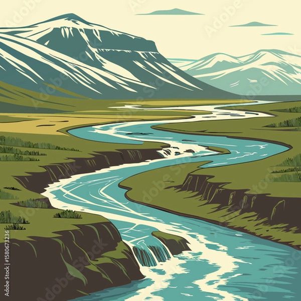 Fototapeta landscape with river