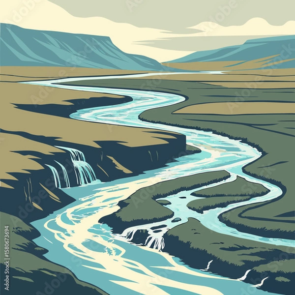 Fototapeta landscape with river