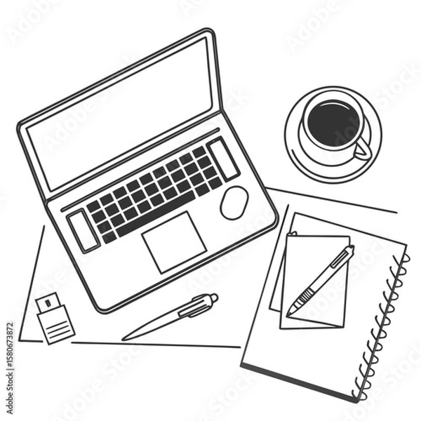 Fototapeta vector illustration of a laptop