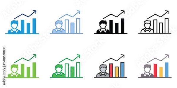 Obraz Job Performance Icons Set Vector Multiple Style Collection