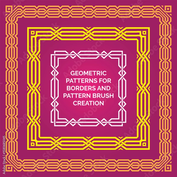 Obraz Three geometric vector patterns for border or pattern brush creation