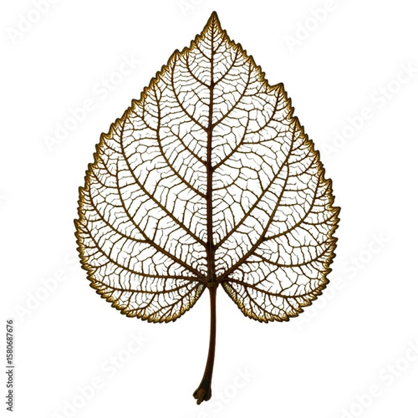 Fototapeta Leaf vein skeletonized dry isolated, Delicate natural object, Organic botanical detail, Fragile texture element, Nature design piece