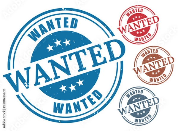 Obraz Highly Wanted Stamp Vector Set, Grunge Rubber Most Desired Label Pack  