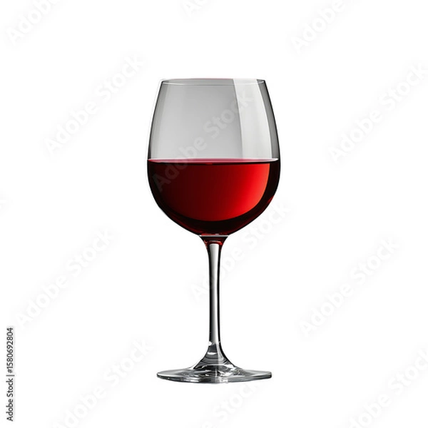 Fototapeta A classic wine glass filled with red wine, showcasing elegant contours and rich color. isolated on white background and transparent background