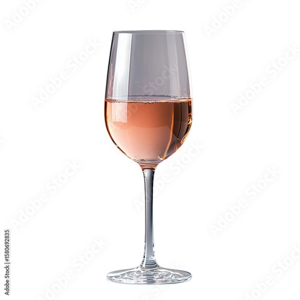 Fototapeta A wine glass filled with rosé wine, showcasing its elegant shape and the delicate hue of the liquid inside. isolated on white background and transparent background