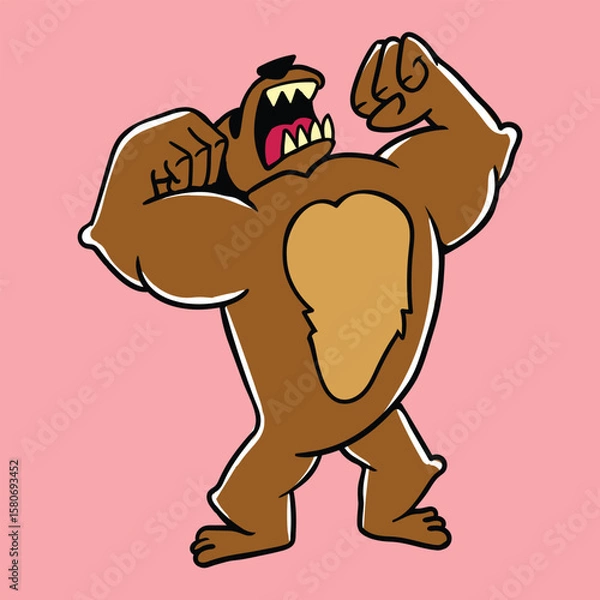 Fototapeta Fierce Bear Yelling with Wide-Open Jaw