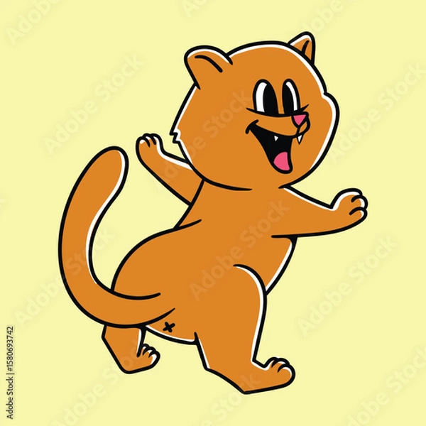 Fototapeta Rear View of Flying Cat in Cute Pose